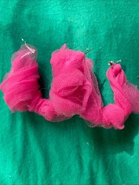 Pink Tulle Rosette Drop Earrings - Brand Not Specified